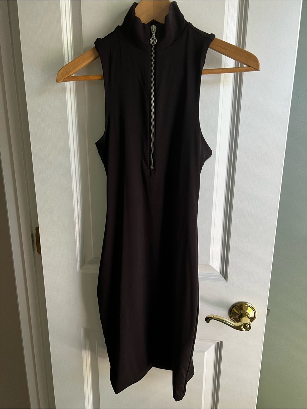 Meshki Fiona Black Sleeveless Zip Front Mini Dress - Picture 3 of 13